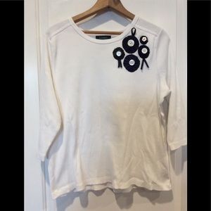 Artist embellished Lauren black and white shirt